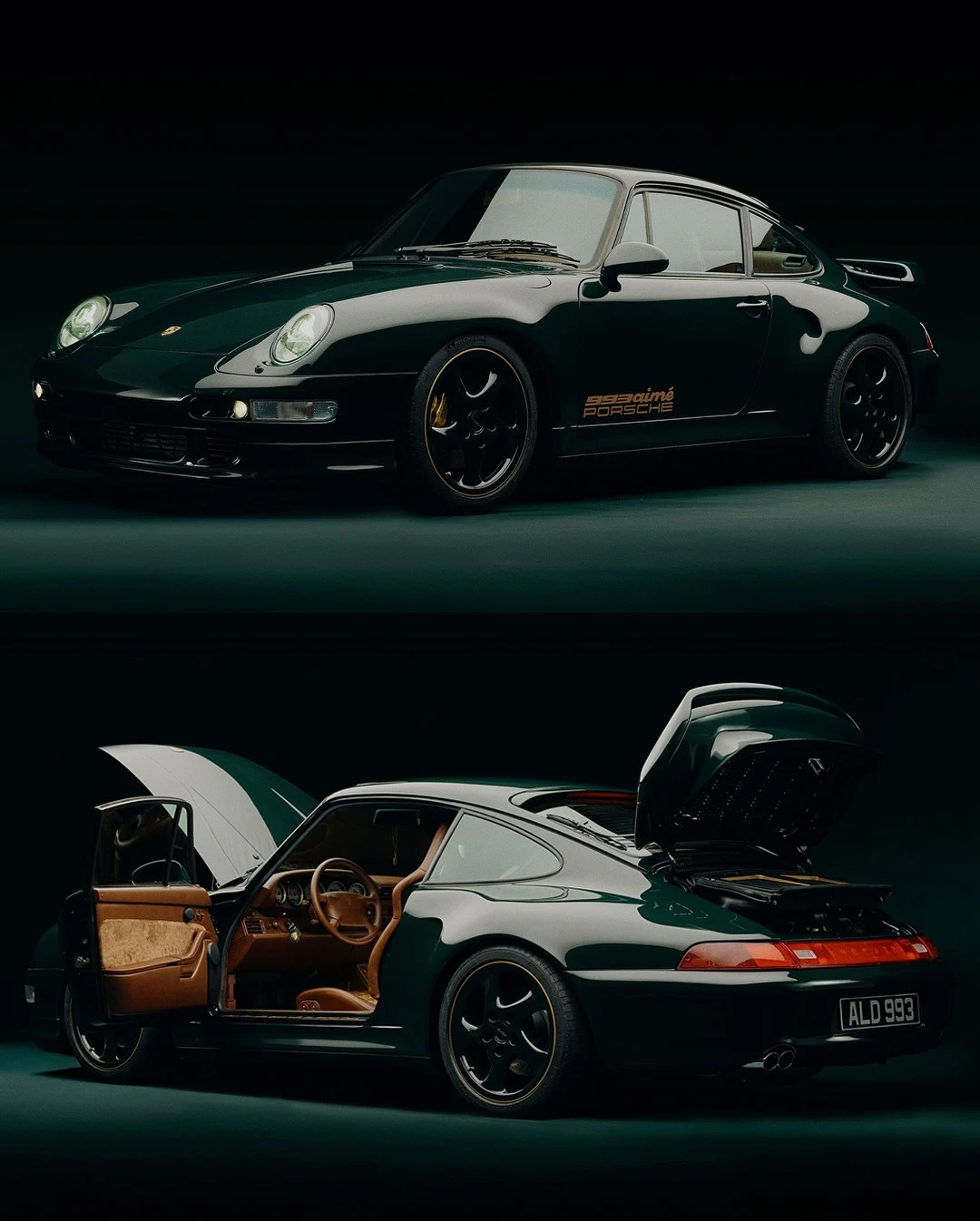 A collectible Porsche photographed from two angles